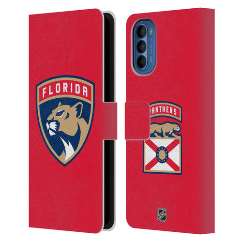 NHL Florida Panthers Plain Leather Book Wallet Case Cover For Motorola Moto G41