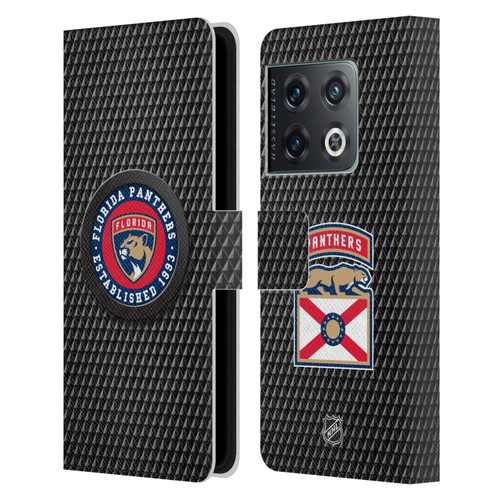 NHL Florida Panthers Puck Texture Leather Book Wallet Case Cover For OnePlus 10 Pro