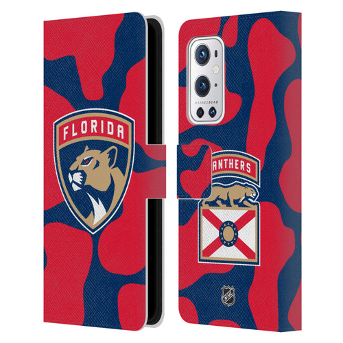 NHL Florida Panthers Cow Pattern Leather Book Wallet Case Cover For OnePlus 9 Pro