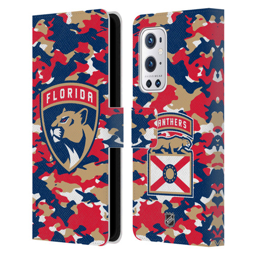 NHL Florida Panthers Camouflage Leather Book Wallet Case Cover For OnePlus 9 Pro