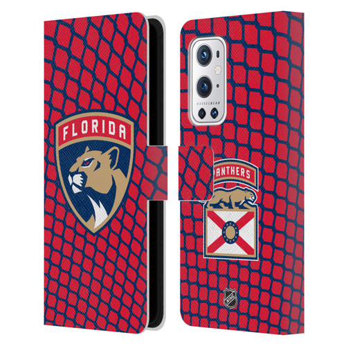 NHL Florida Panthers Net Pattern Leather Book Wallet Case Cover For OnePlus 9 Pro