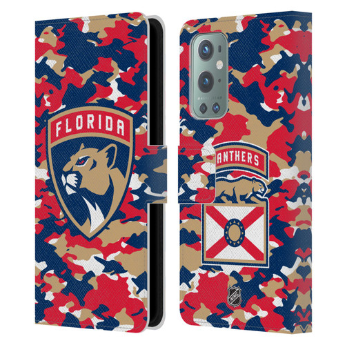 NHL Florida Panthers Camouflage Leather Book Wallet Case Cover For OnePlus 9