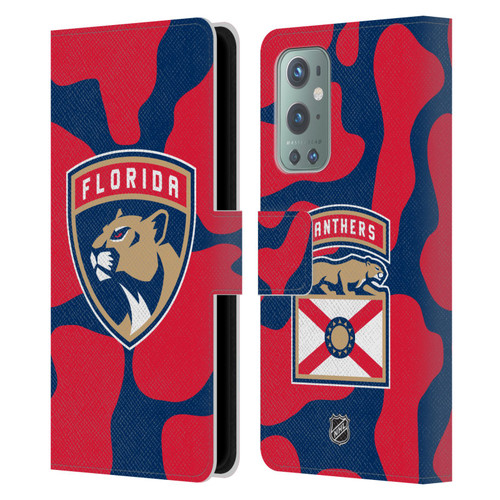 NHL Florida Panthers Cow Pattern Leather Book Wallet Case Cover For OnePlus 9
