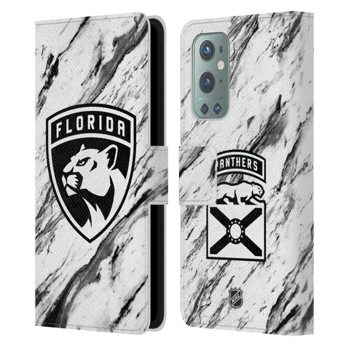 NHL Florida Panthers Marble Leather Book Wallet Case Cover For OnePlus 9