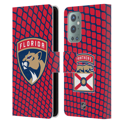 NHL Florida Panthers Net Pattern Leather Book Wallet Case Cover For OnePlus 9