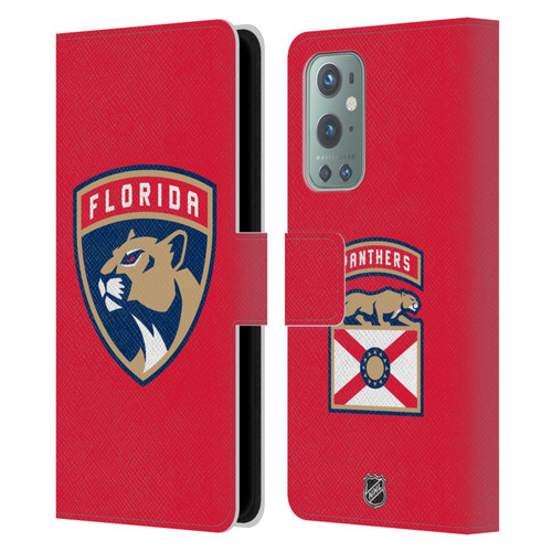 NHL Florida Panthers Plain Leather Book Wallet Case Cover For OnePlus 9