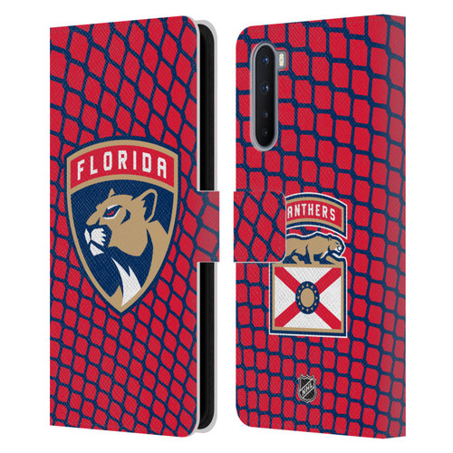 NHL Florida Panthers Net Pattern Leather Book Wallet Case Cover For OnePlus Nord 5G