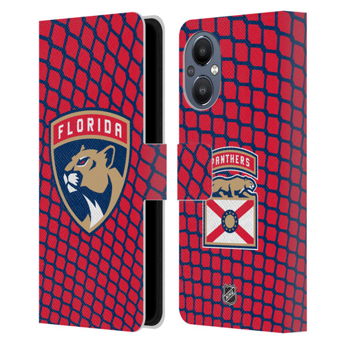 NHL Florida Panthers Net Pattern Leather Book Wallet Case Cover For OnePlus Nord N20 5G