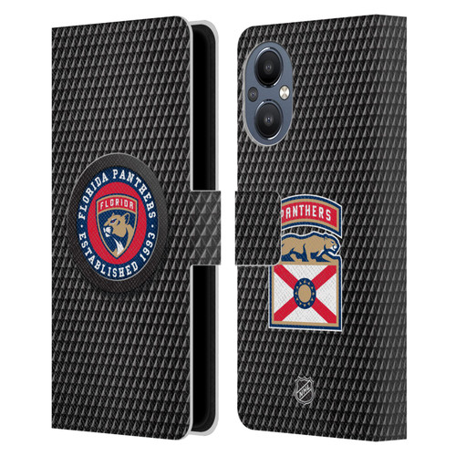 NHL Florida Panthers Puck Texture Leather Book Wallet Case Cover For OnePlus Nord N20 5G