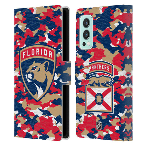 NHL Florida Panthers Camouflage Leather Book Wallet Case Cover For OnePlus Nord 2 5G