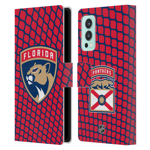 NHL Florida Panthers Net Pattern Leather Book Wallet Case Cover For OnePlus Nord 2 5G