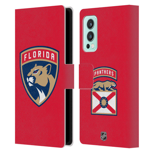 NHL Florida Panthers Plain Leather Book Wallet Case Cover For OnePlus Nord 2 5G