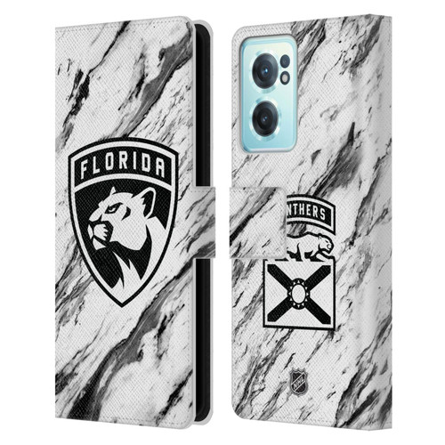 NHL Florida Panthers Marble Leather Book Wallet Case Cover For OnePlus Nord CE 2 5G