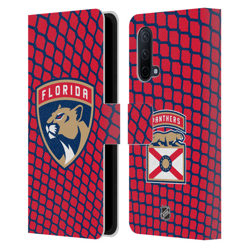 NHL Florida Panthers Net Pattern Leather Book Wallet Case Cover For OnePlus Nord CE 5G