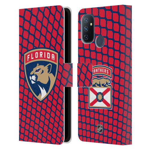 NHL Florida Panthers Net Pattern Leather Book Wallet Case Cover For OnePlus Nord N100
