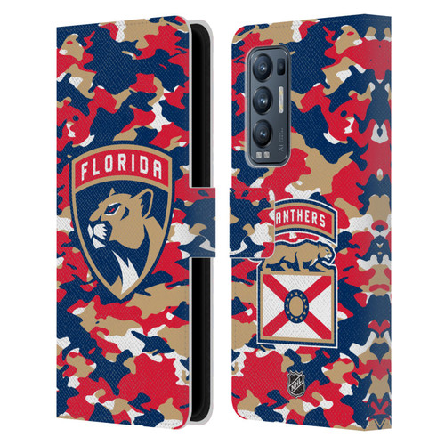 NHL Florida Panthers Camouflage Leather Book Wallet Case Cover For OPPO Find X3 Neo / Reno5 Pro+ 5G
