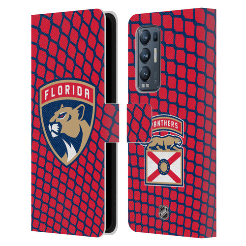 NHL Florida Panthers Net Pattern Leather Book Wallet Case Cover For OPPO Find X3 Neo / Reno5 Pro+ 5G