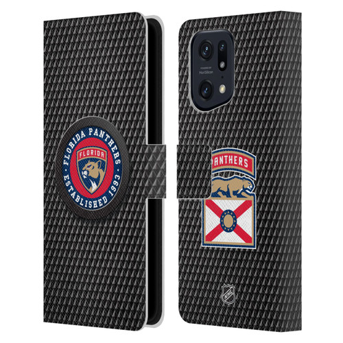 NHL Florida Panthers Puck Texture Leather Book Wallet Case Cover For OPPO Find X5 Pro
