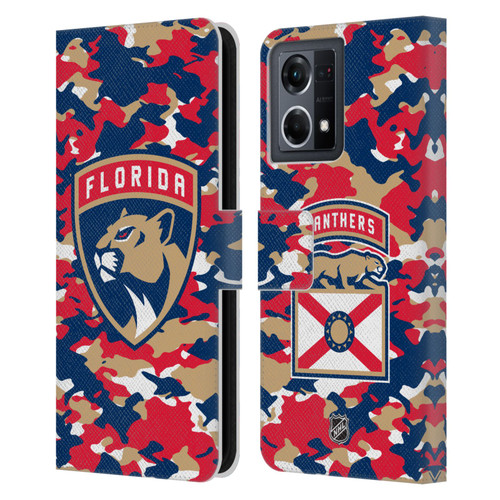 NHL Florida Panthers Camouflage Leather Book Wallet Case Cover For OPPO Reno8 4G