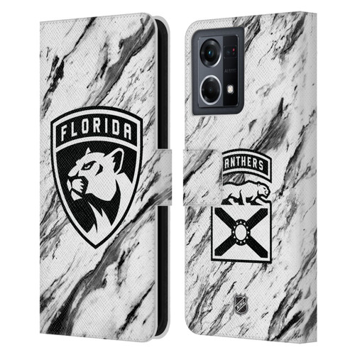 NHL Florida Panthers Marble Leather Book Wallet Case Cover For OPPO Reno8 4G
