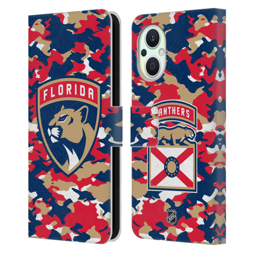 NHL Florida Panthers Camouflage Leather Book Wallet Case Cover For OPPO Reno8 Lite