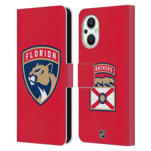 NHL Florida Panthers Plain Leather Book Wallet Case Cover For OPPO Reno8 Lite