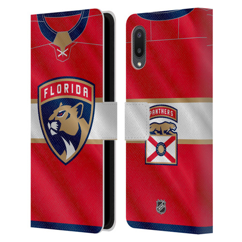 NHL Florida Panthers Jersey Leather Book Wallet Case Cover For Samsung Galaxy A02/M02 (2021)