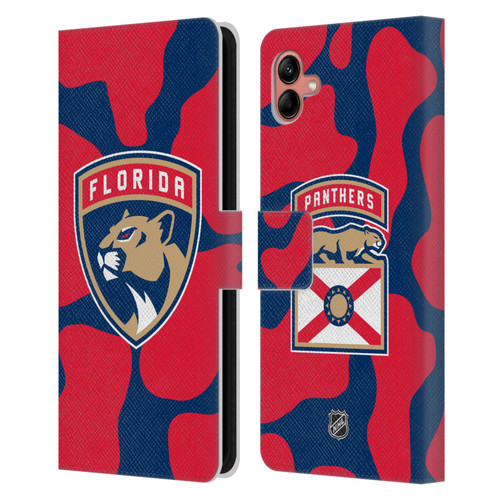 NHL Florida Panthers Cow Pattern Leather Book Wallet Case Cover For Samsung Galaxy A04 (2022)