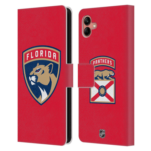NHL Florida Panthers Plain Leather Book Wallet Case Cover For Samsung Galaxy A04 (2022)