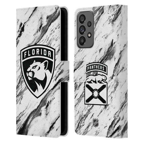 NHL Florida Panthers Marble Leather Book Wallet Case Cover For Samsung Galaxy A73 5G (2022)