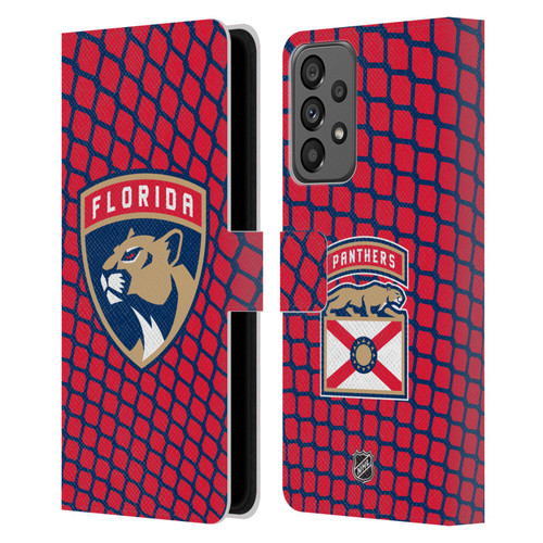 NHL Florida Panthers Net Pattern Leather Book Wallet Case Cover For Samsung Galaxy A73 5G (2022)