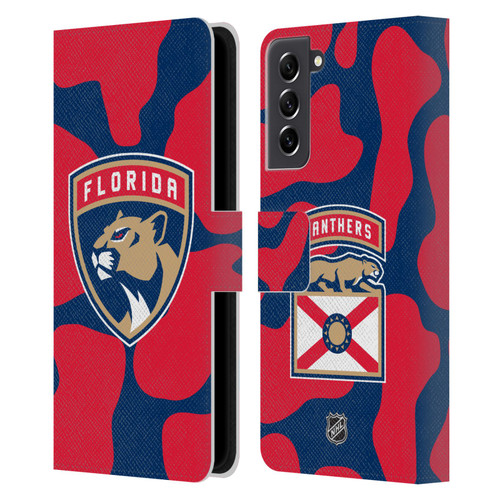 NHL Florida Panthers Cow Pattern Leather Book Wallet Case Cover For Samsung Galaxy S21 FE 5G