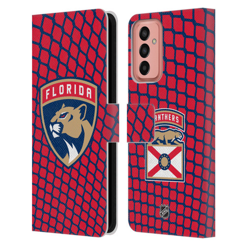 NHL Florida Panthers Net Pattern Leather Book Wallet Case Cover For Samsung Galaxy M13 (2022)