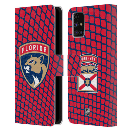 NHL Florida Panthers Net Pattern Leather Book Wallet Case Cover For Samsung Galaxy M31s (2020)