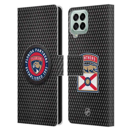 NHL Florida Panthers Puck Texture Leather Book Wallet Case Cover For Samsung Galaxy M53 (2022)