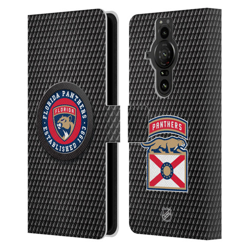 NHL Florida Panthers Puck Texture Leather Book Wallet Case Cover For Sony Xperia Pro-I