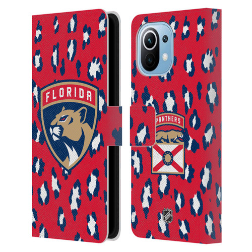 NHL Florida Panthers Leopard Patten Leather Book Wallet Case Cover For Xiaomi Mi 11