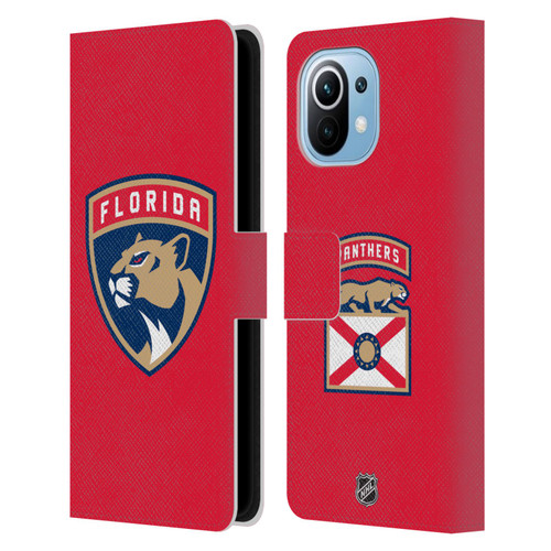 NHL Florida Panthers Plain Leather Book Wallet Case Cover For Xiaomi Mi 11