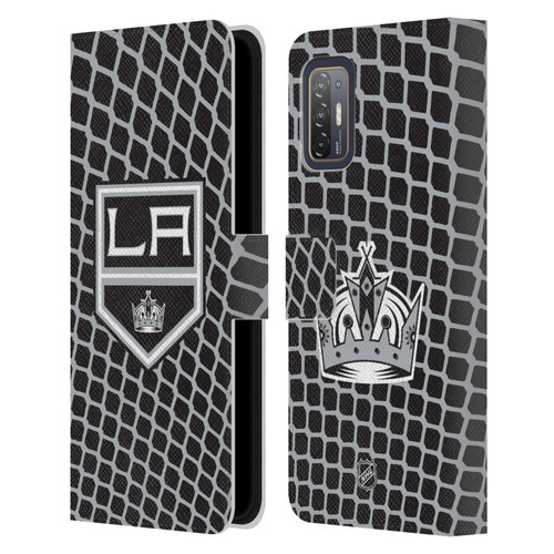 NHL Los Angeles Kings Net Pattern Leather Book Wallet Case Cover For HTC Desire 21 Pro 5G