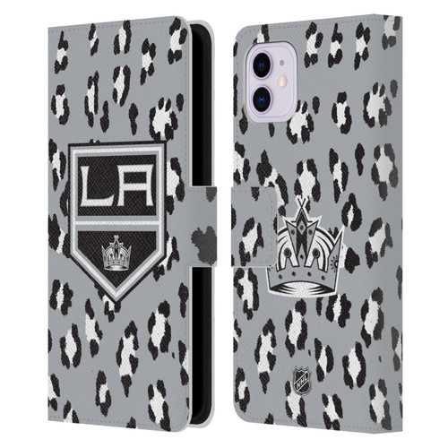 NHL Los Angeles Kings Leopard Patten Leather Book Wallet Case Cover For Apple iPhone 11