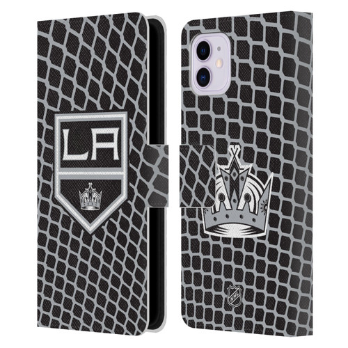 NHL Los Angeles Kings Net Pattern Leather Book Wallet Case Cover For Apple iPhone 11