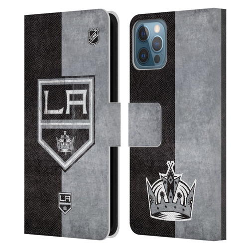 NHL Los Angeles Kings Half Distressed Leather Book Wallet Case Cover For Apple iPhone 12 / iPhone 12 Pro