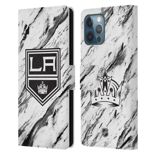 NHL Los Angeles Kings Marble Leather Book Wallet Case Cover For Apple iPhone 12 Pro Max