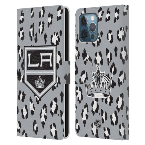 NHL Los Angeles Kings Leopard Patten Leather Book Wallet Case Cover For Apple iPhone 12 Pro Max