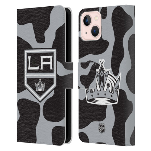 NHL Los Angeles Kings Cow Pattern Leather Book Wallet Case Cover For Apple iPhone 13