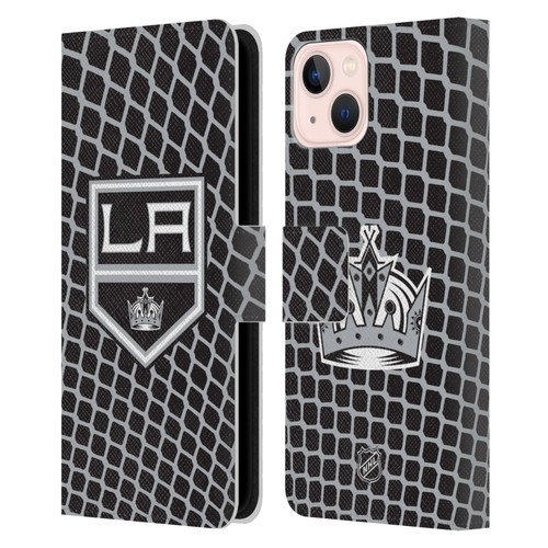 NHL Los Angeles Kings Net Pattern Leather Book Wallet Case Cover For Apple iPhone 13