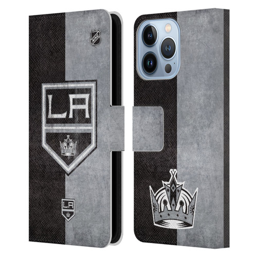 NHL Los Angeles Kings Half Distressed Leather Book Wallet Case Cover For Apple iPhone 13 Pro