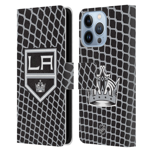 NHL Los Angeles Kings Net Pattern Leather Book Wallet Case Cover For Apple iPhone 13 Pro