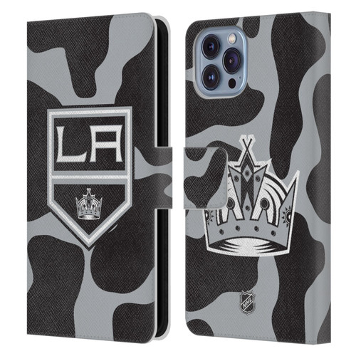 NHL Los Angeles Kings Cow Pattern Leather Book Wallet Case Cover For Apple iPhone 14
