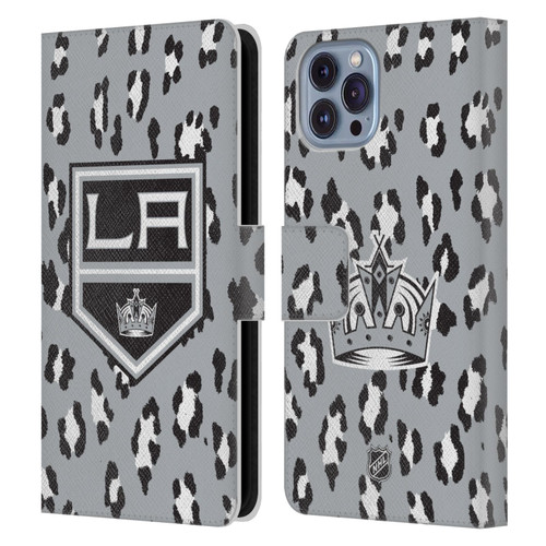 NHL Los Angeles Kings Leopard Patten Leather Book Wallet Case Cover For Apple iPhone 14